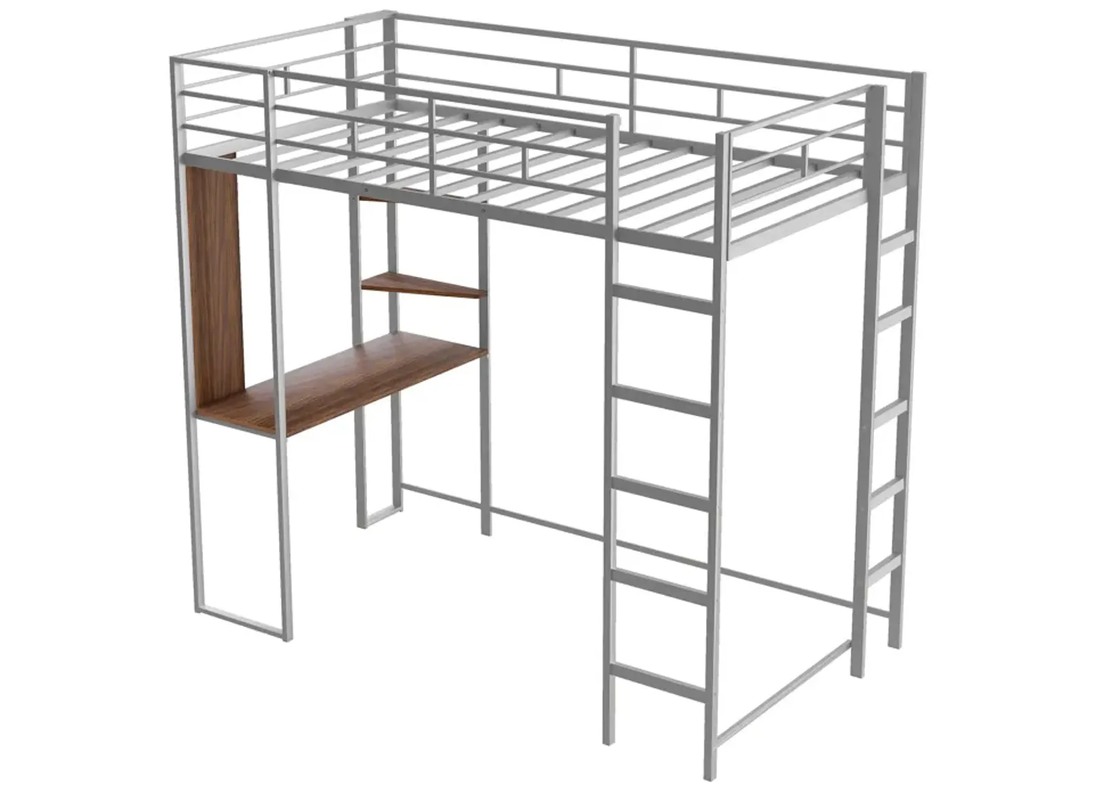 Merax Loft Bed Frame with 2 Built-in Ladders