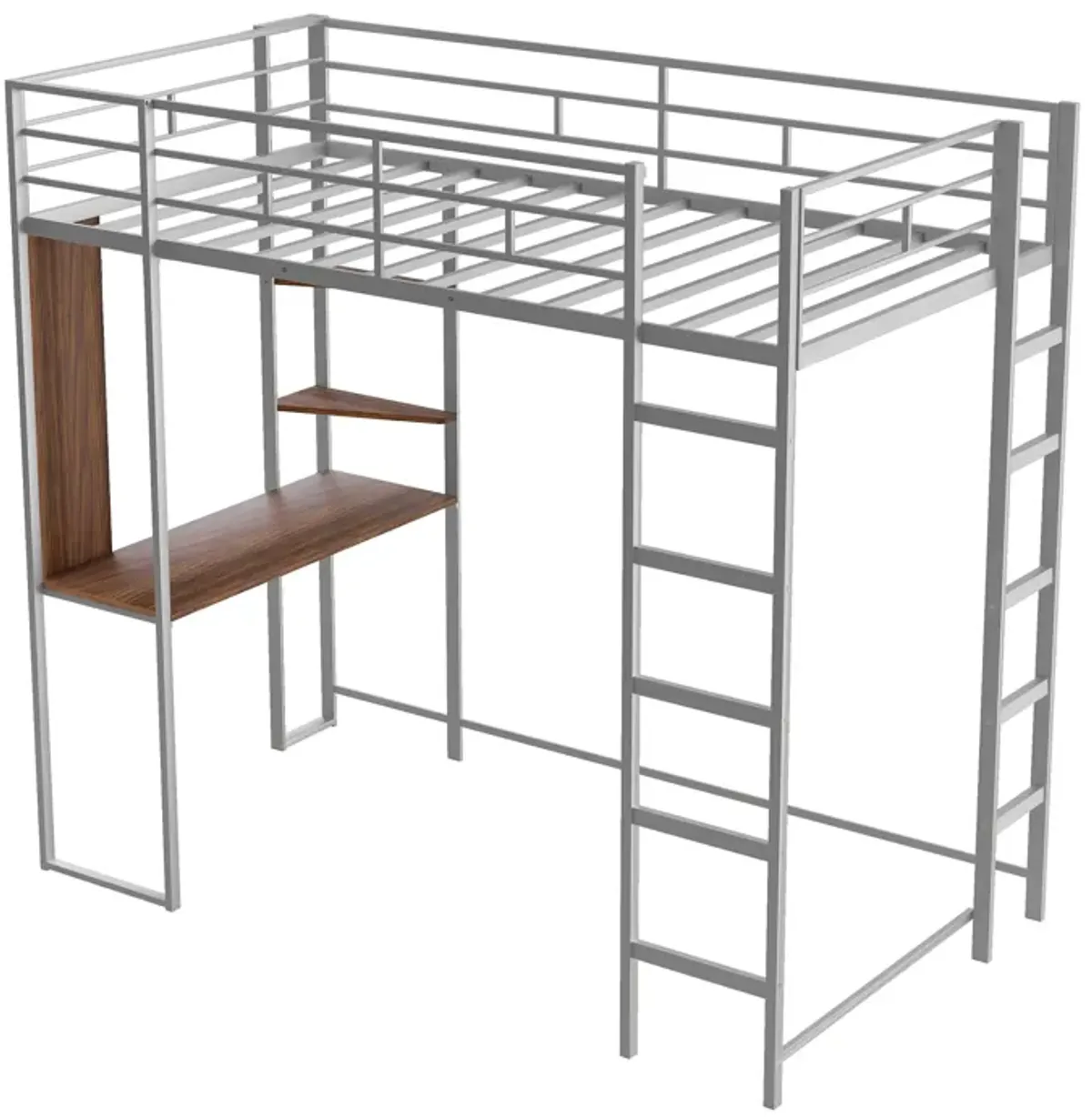 Merax Loft Bed Frame with 2 Built-in Ladders