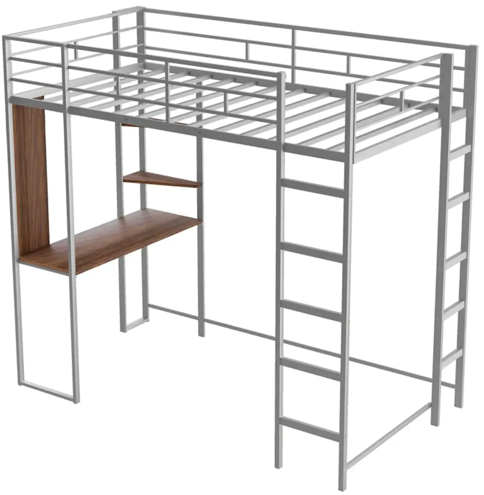 Merax Loft Bed Frame with 2 Built-in Ladders