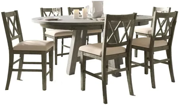 Jofran Solid Wood Seven Piece Counter Height Dining Table Set