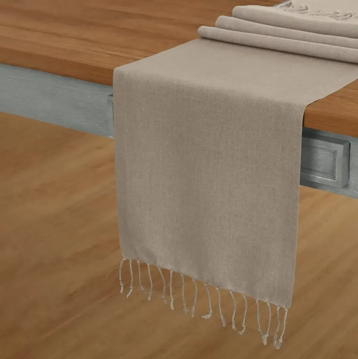 Solino Home 100% Pure Linen Table Runner - Twisted Fringe