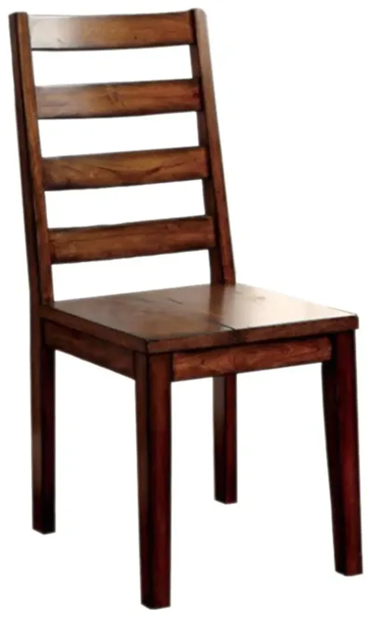 Transitional Wooden Side Chair with Ladder Style Back, Set of 2, Oak Brown