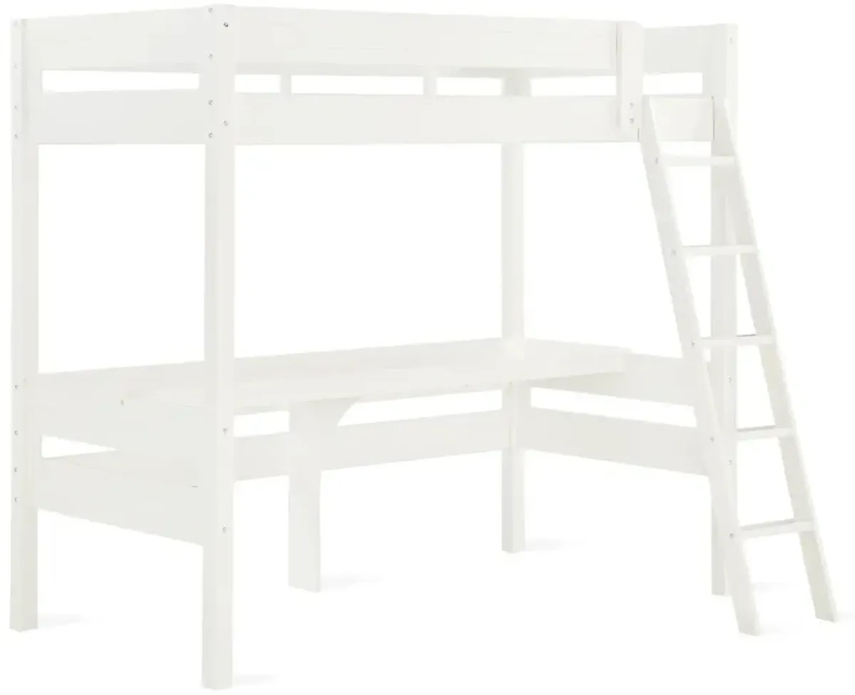 DHP Mountain View Loft Bed with Desk, White