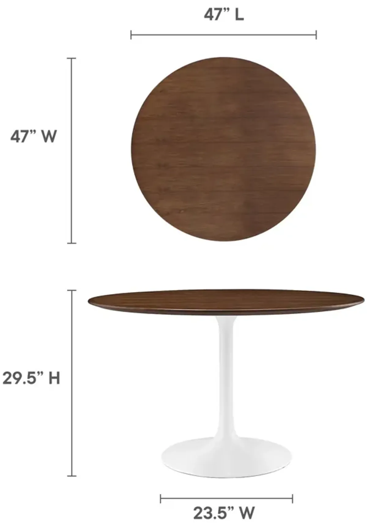 Modway - Lippa 48" Round Walnut Dining Table Walnut