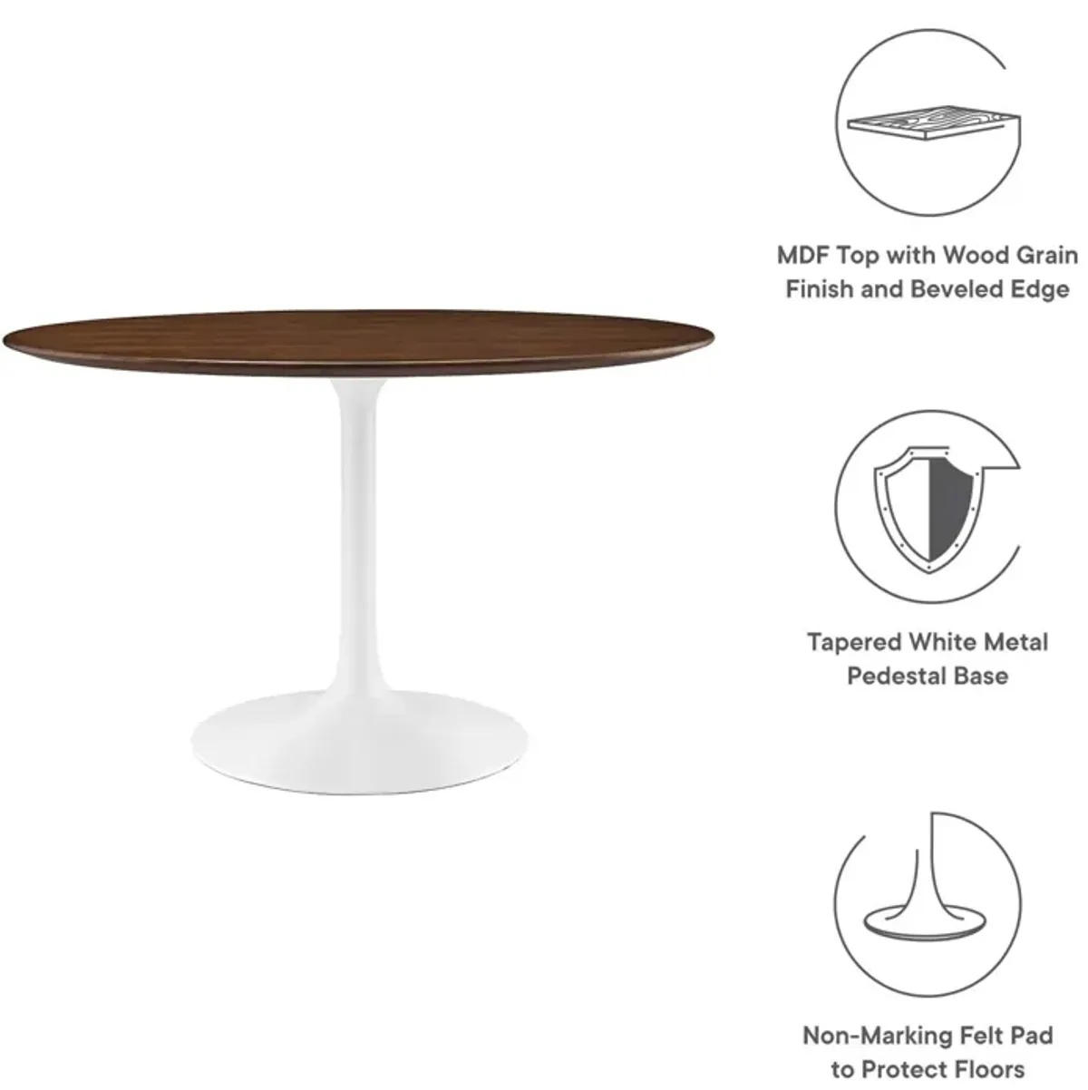 Modway - Lippa 48" Round Walnut Dining Table Walnut