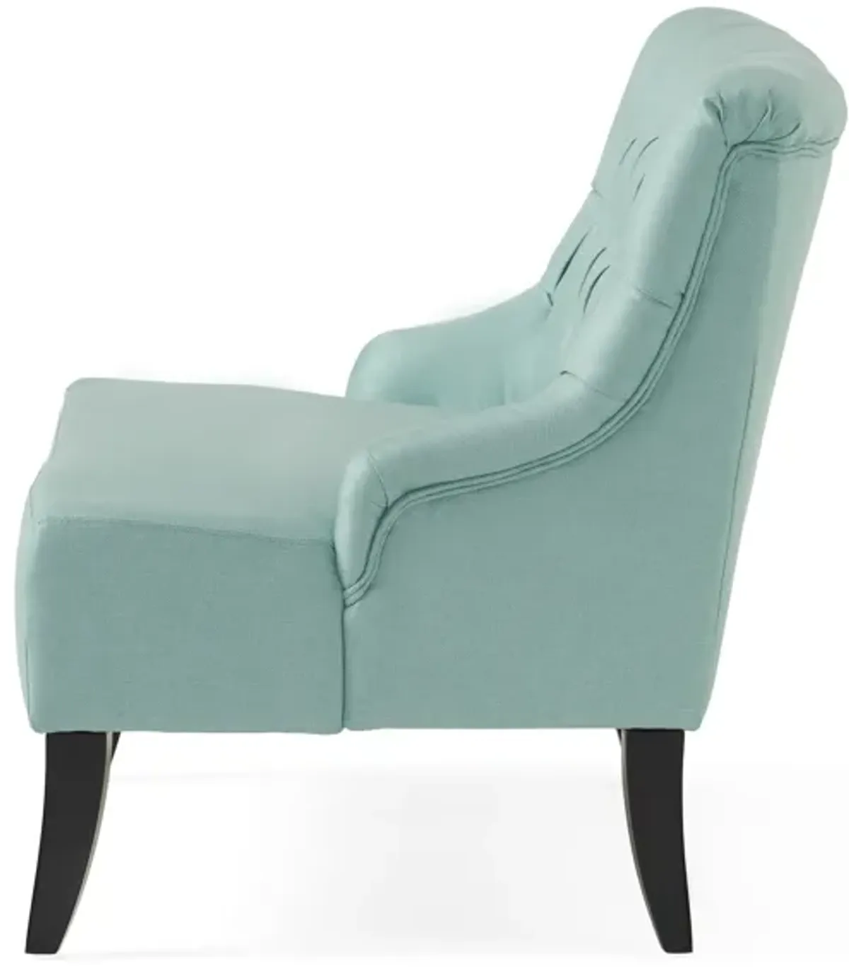 Ohio Loveseat Settee, 44 Inch Button Tufted Teal Green, Solid Wood - Benzara