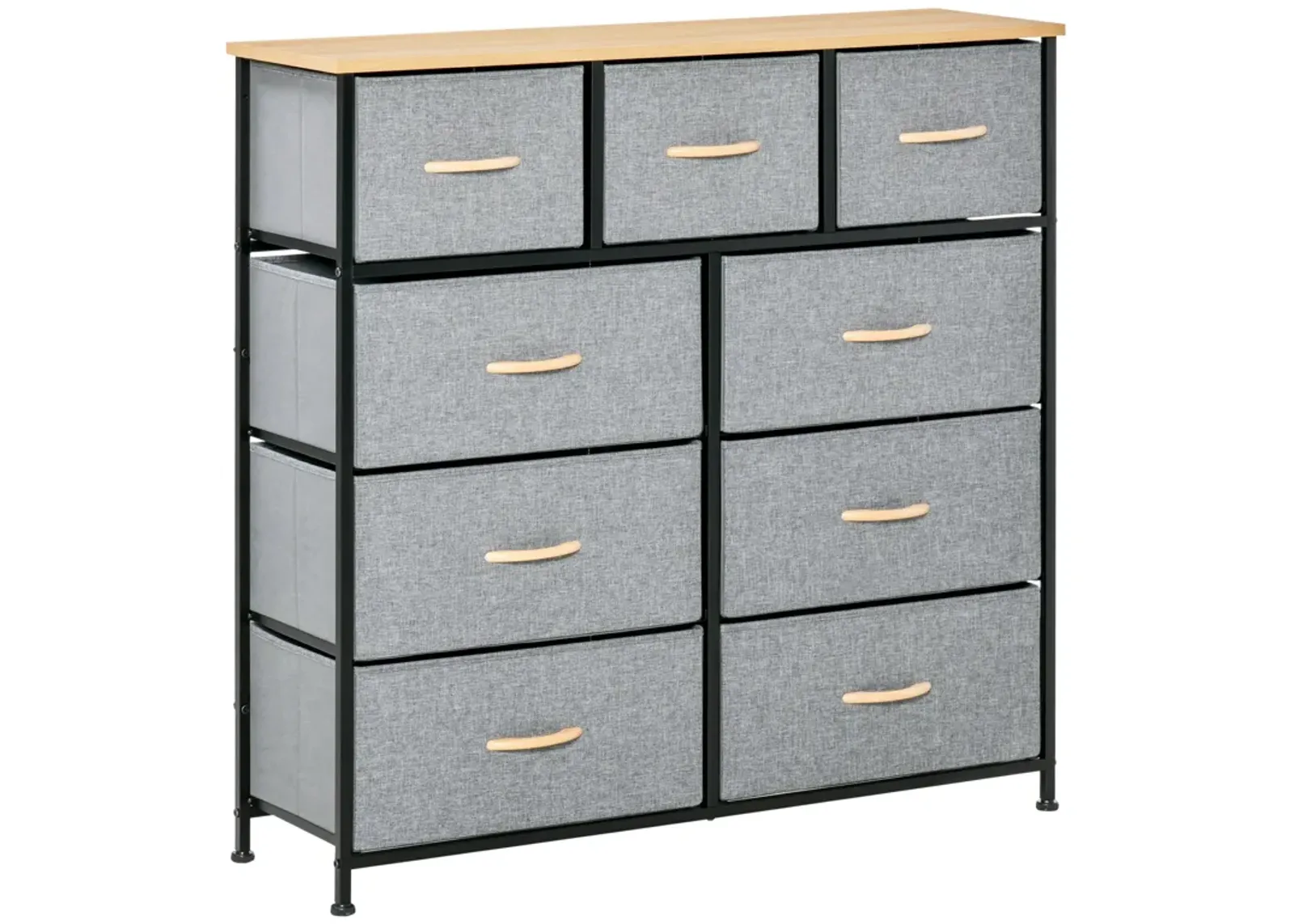 Oak Gray Organizer: 9-Drawer Storage Chest for Hallway/Closet