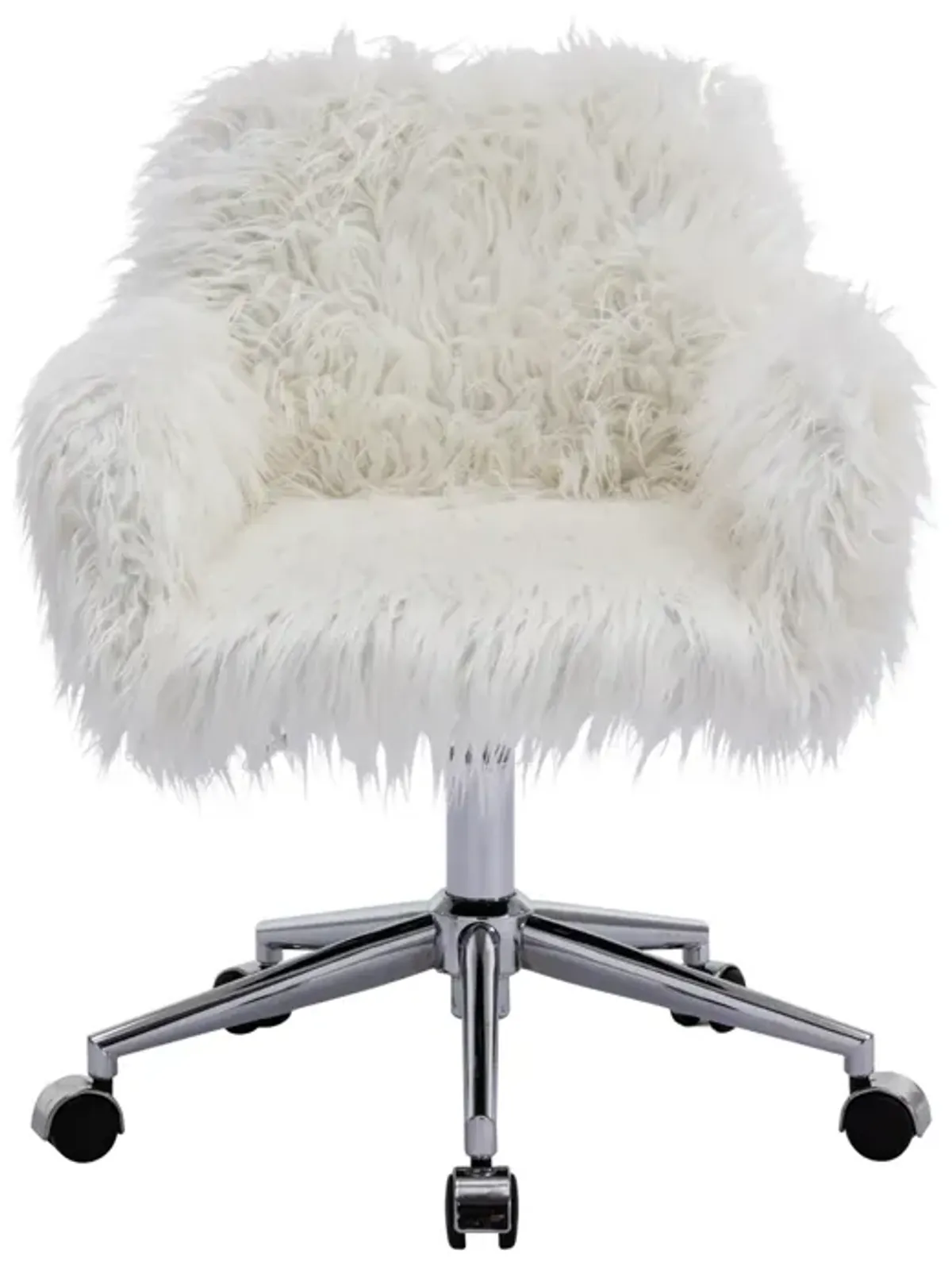 Modern Faux Fur Home Office Chair, Fluffy Chair For Girls, Makeup Vanity Chair