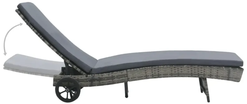 vidaXL Outdoor Sunlounger with Wheels and Cushion, Poly Rattan Furniture, Adjustable Backrest, Anthracite - Ideal for Garden, Patio, Balcony