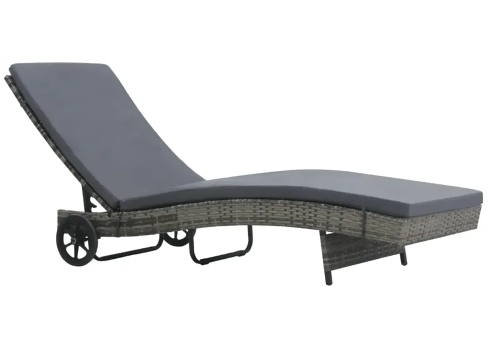 vidaXL Outdoor Sunlounger with Wheels and Cushion, Poly Rattan Furniture, Adjustable Backrest, Anthracite - Ideal for Garden, Patio, Balcony