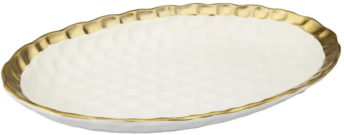 White Oval Tray with Gold Rim