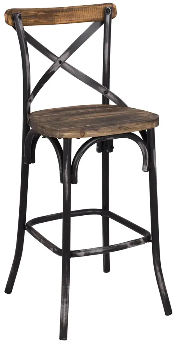 ACME Zaire Bar Chair, Antique Black & Antique Oak