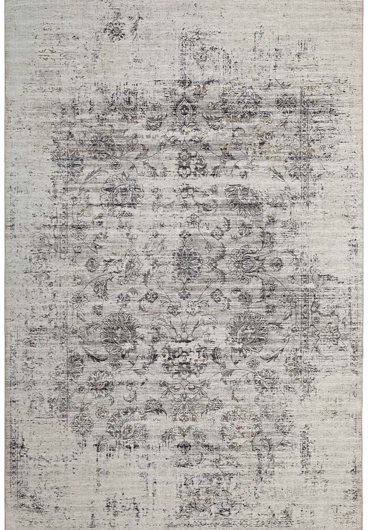 5 X 8 Beige Oriental Distressed Stain Resistant Area Rug