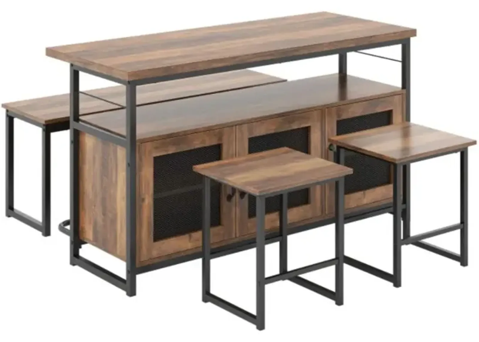 Hivvago 4 Piece Kitchen Island Set with Bench and Storage