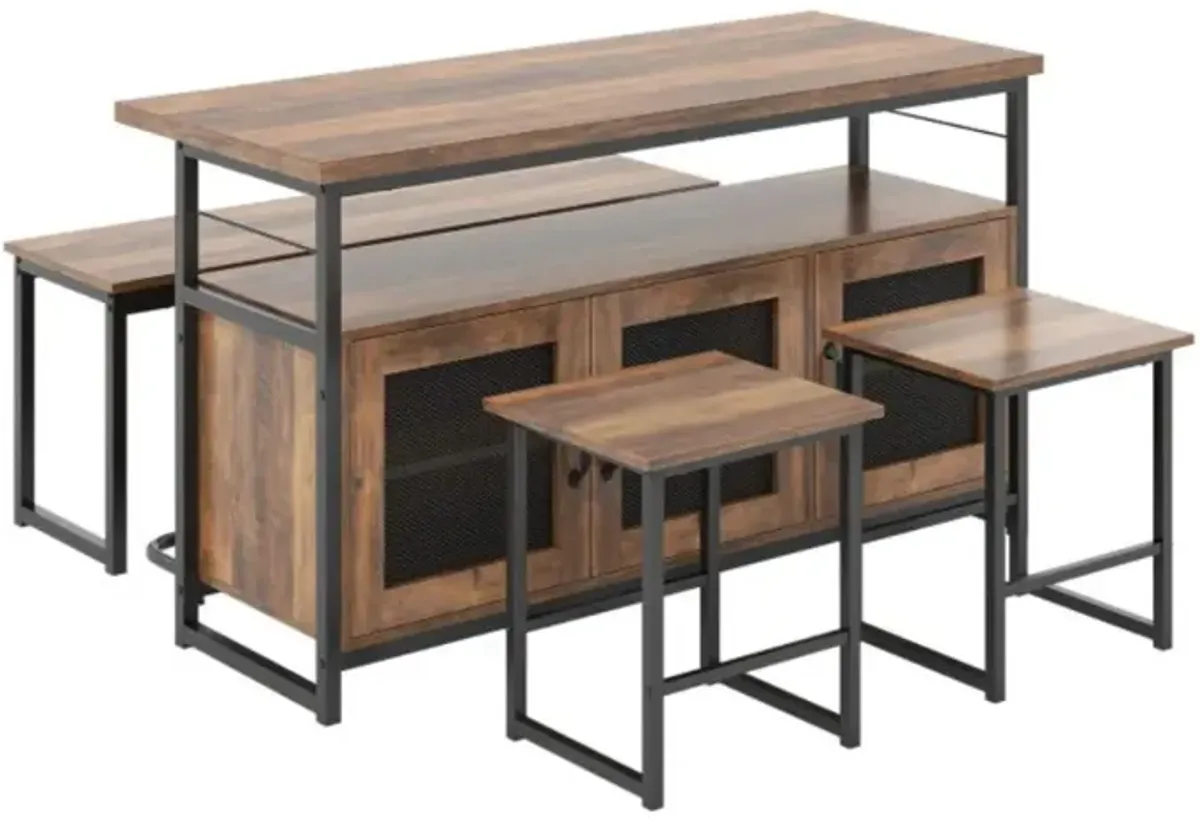 Hivvago 4 Piece Kitchen Island Set with Bench and Storage