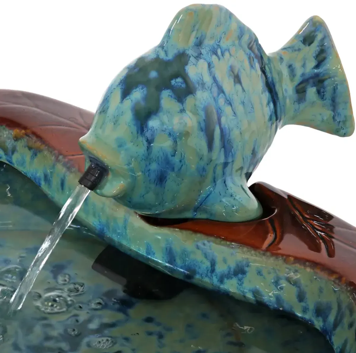 Sunnydaze Fish Glazed Ceramic Outdoor Water Fountain