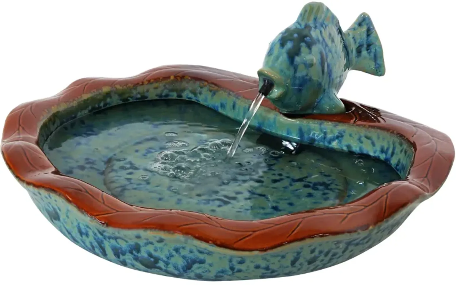 Sunnydaze Fish Glazed Ceramic Outdoor Water Fountain