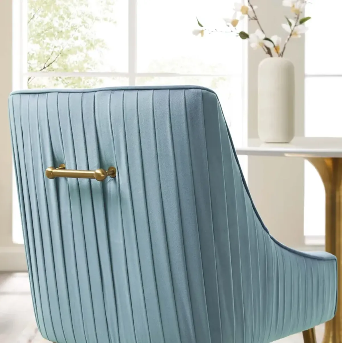 Discern Pleated Back Upholstered Performance Velvet Dining Chair