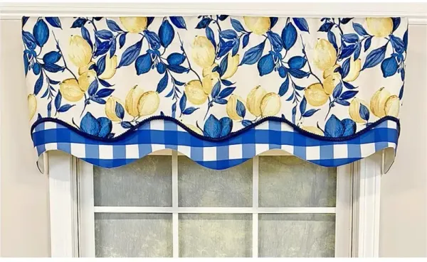 RLF Home El Limon Glory Valance Black. 3" Rod Pocket, Layered, Trimmed. 50"W X 16"L