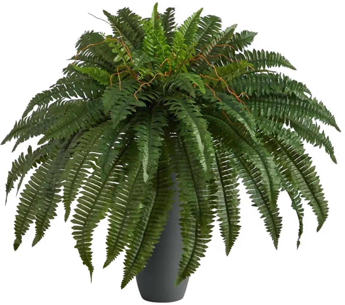 Nearly Natural 2.5-in Boston Fern Artificial Plant in Gray Planter