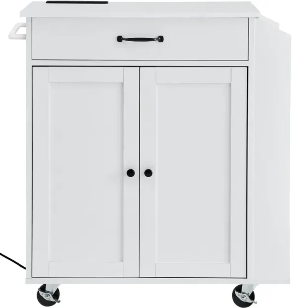 Kitchen Island Cart Rolling Storage Cabinet on Wheel with Charging Station