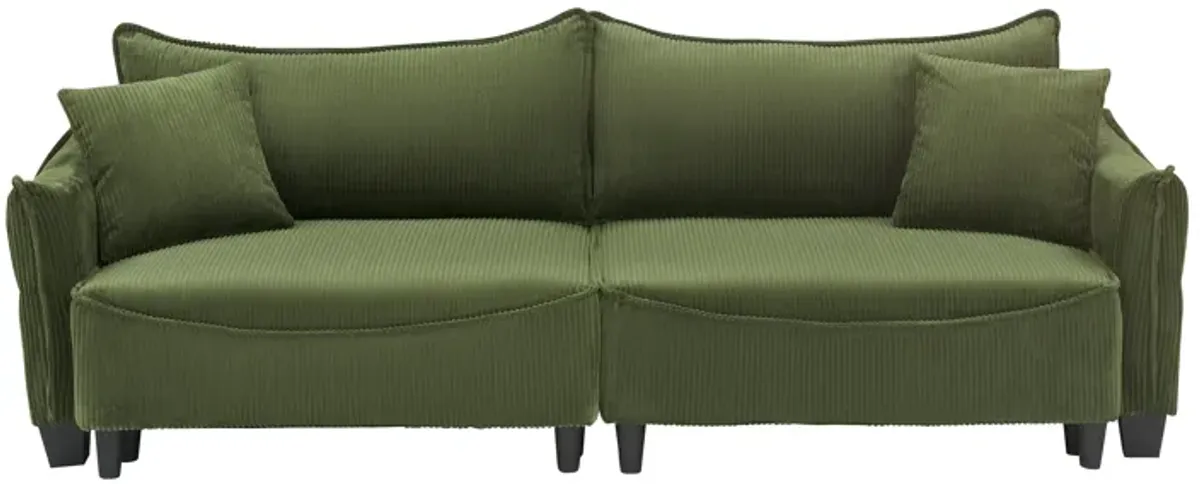 Merax Corduroy Fabric Loveseat Sofa Bed with Pillows