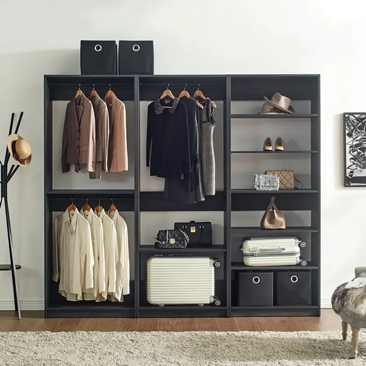 Prosper Gray Freestanding Walk in Wood Closet System