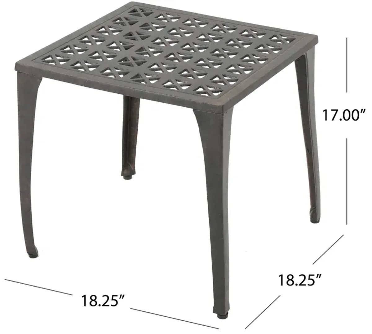 Elegant Cast Aluminum Patio Side Table with Grillwork Top