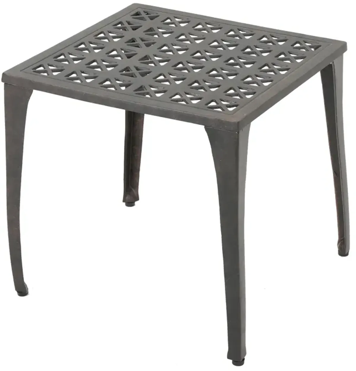 Elegant Cast Aluminum Patio Side Table with Grillwork Top