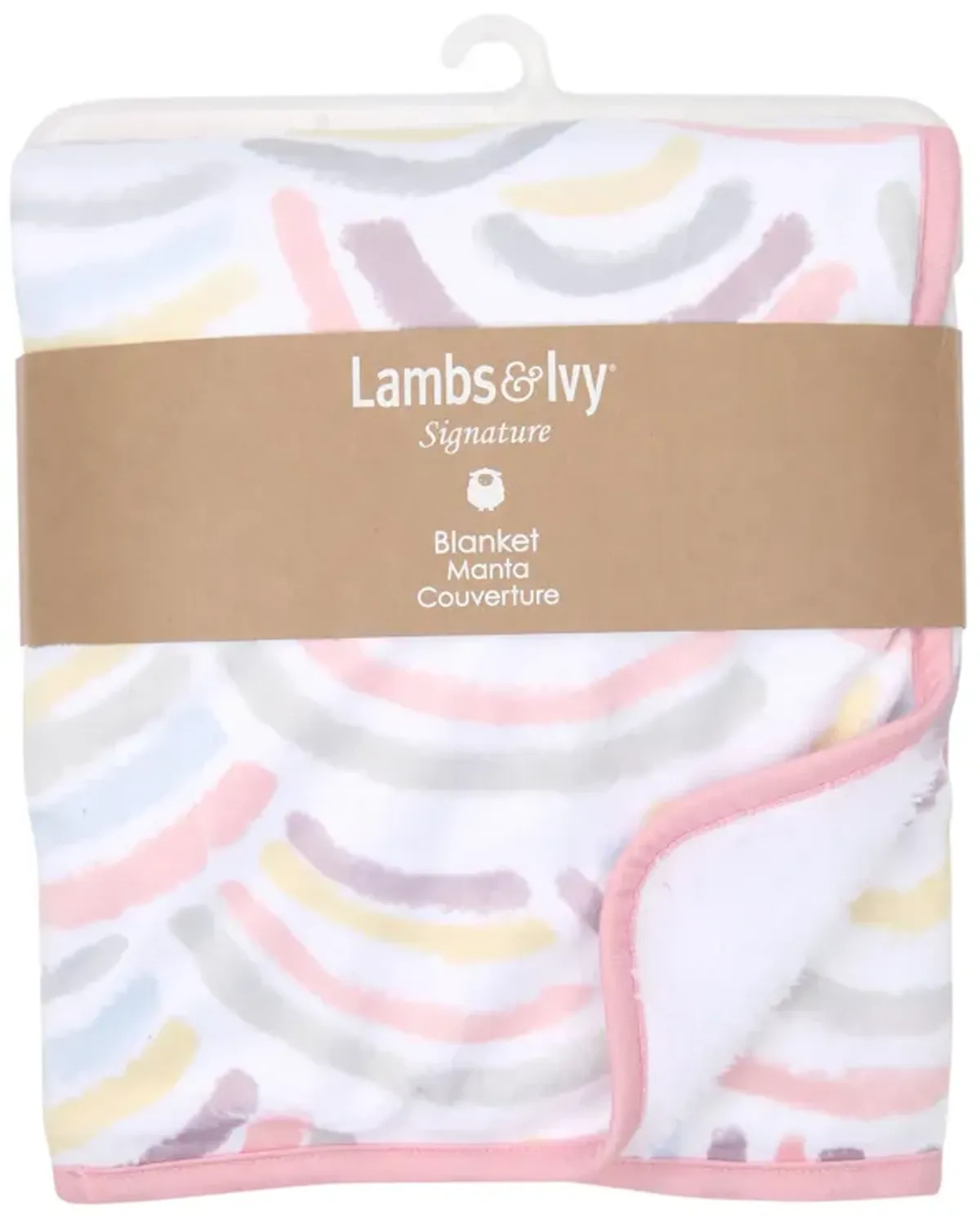 Lambs & Ivy Signature Rainbow Minky/Faux Shearling Soft Fleece Baby Blanket