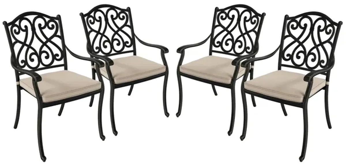 Mondawe 4 Piece Cast Aluminum Outdoor Dining Chairs with Cushion