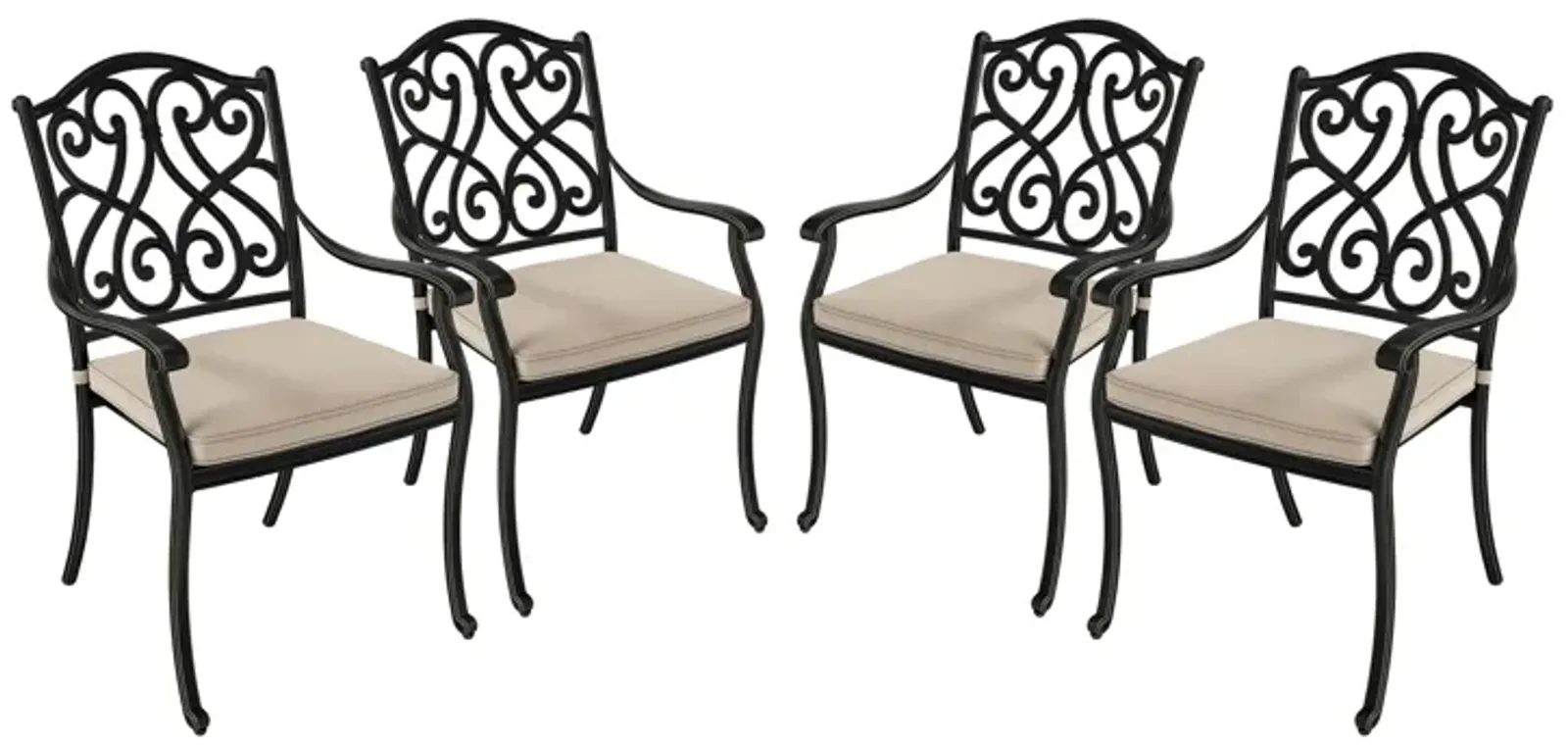 Mondawe 4 Piece Cast Aluminum Outdoor Dining Chairs with Cushion