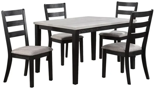 5 Piece Dining Set, Rectangular Table, 4 Chairs, Padded, Espresso Brown - Benzara