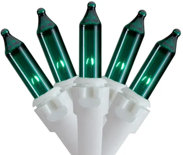 50 Count Teal Mini Christmas Light Set  24.5 ft White Wire