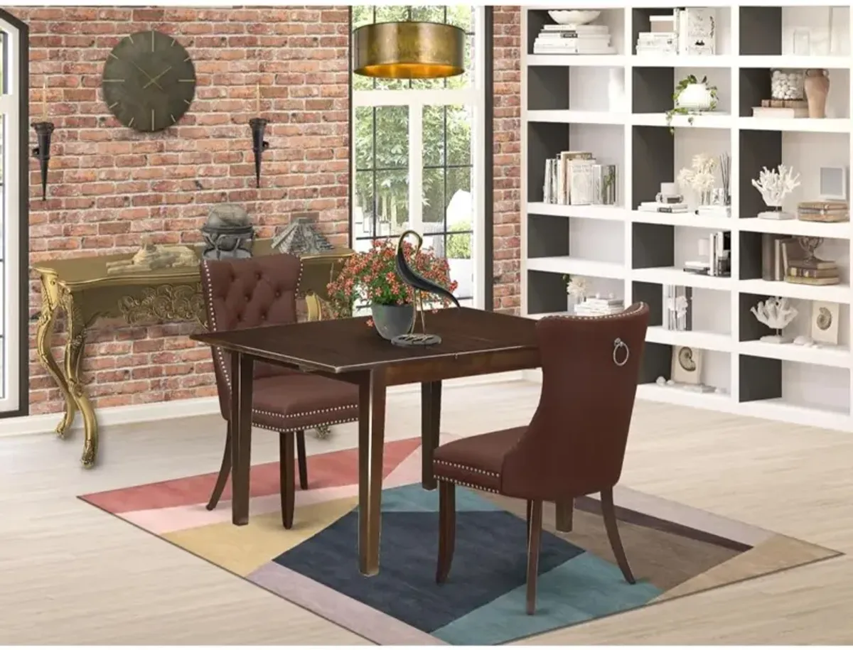 3 Piece Kitchen Set Consists of a Rectangle Dining Table with Butterfly Leaf