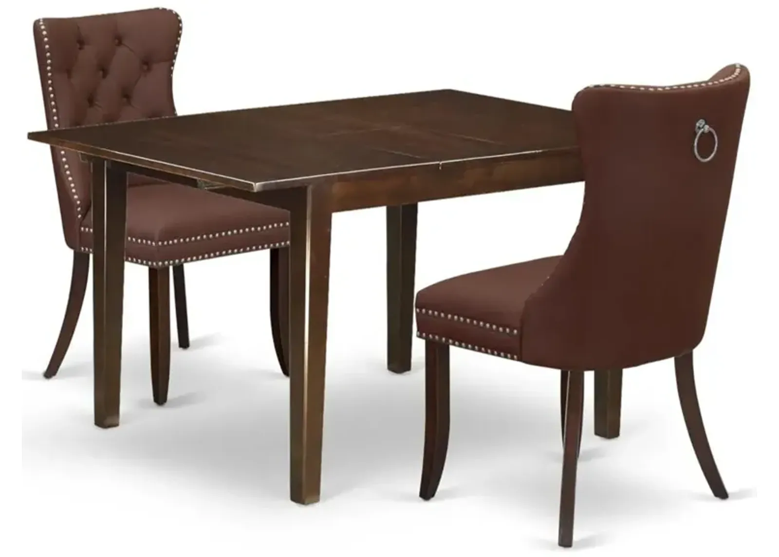 3 Piece Kitchen Set Consists of a Rectangle Dining Table with Butterfly Leaf