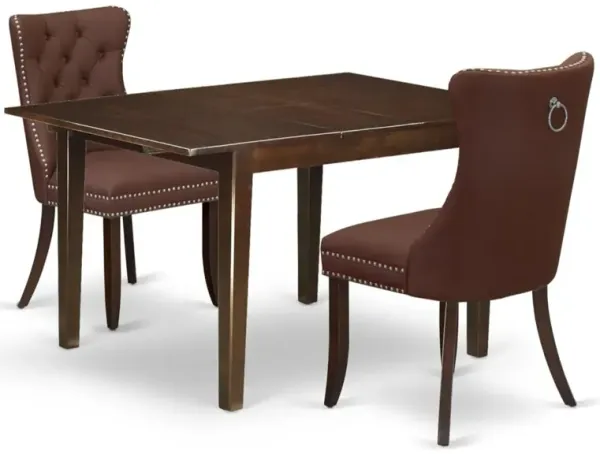 3 Piece Kitchen Set Consists of a Rectangle Dining Table with Butterfly Leaf