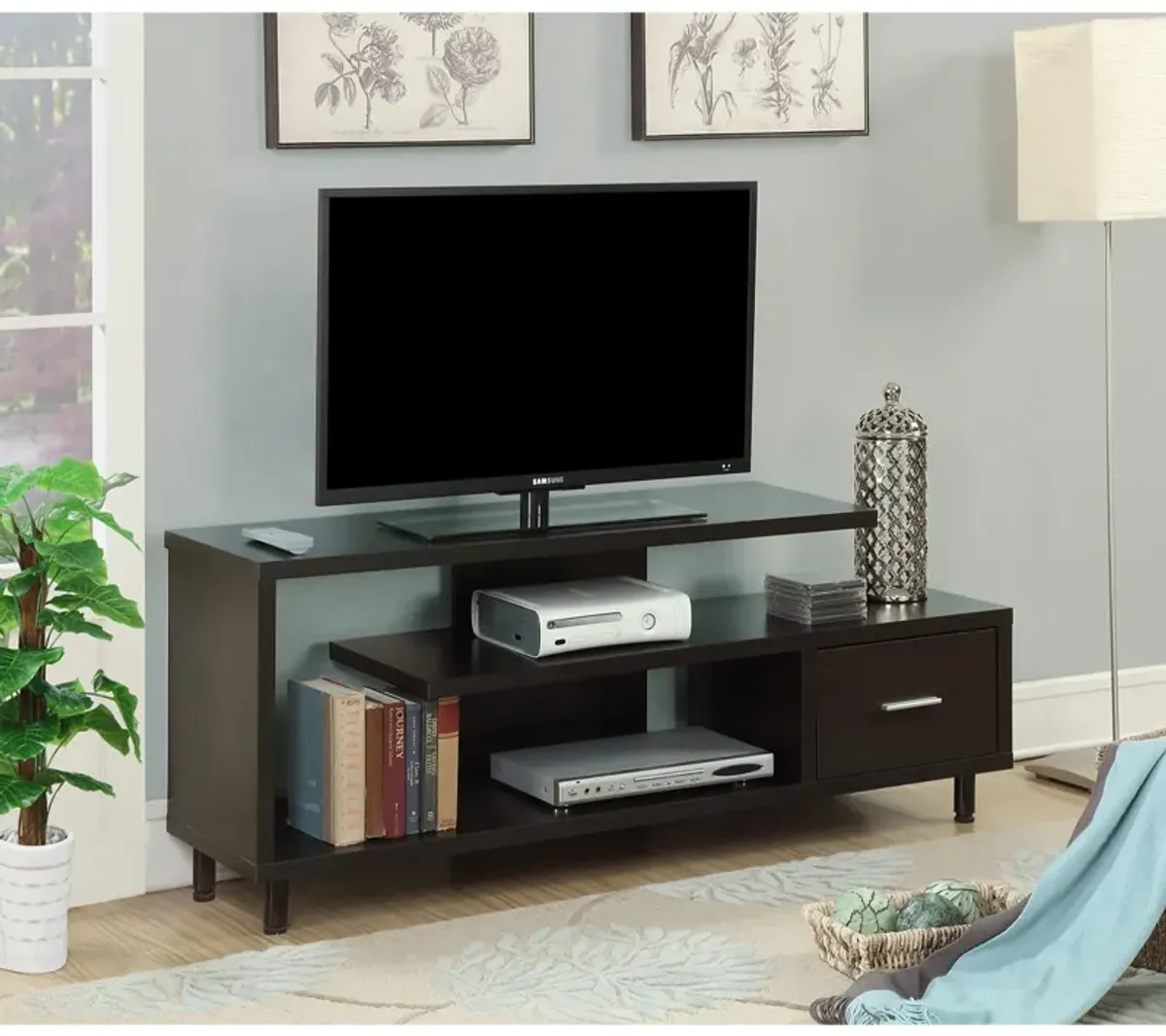 Convenience Concepts Seal II 1 Drawer 60 inch TV Stand with Shelves