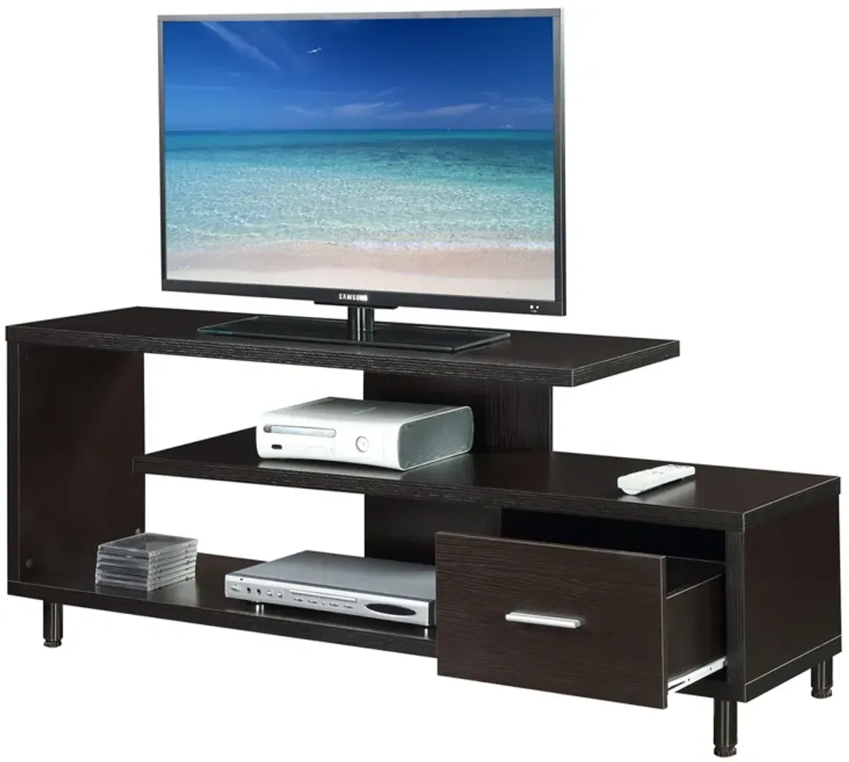 Convenience Concepts Seal II 1 Drawer 60 inch TV Stand with Shelves