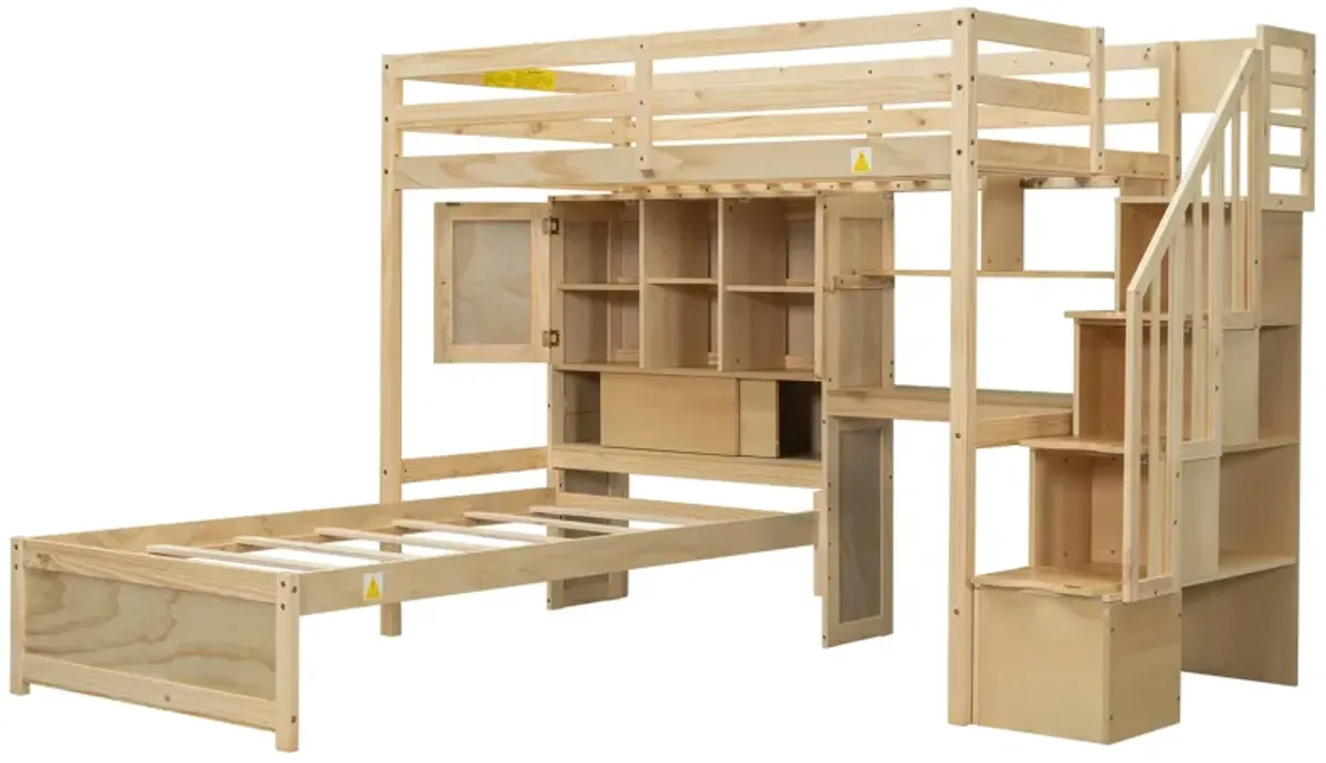 Merax Loft Bed with Built-in Desk and Staircase