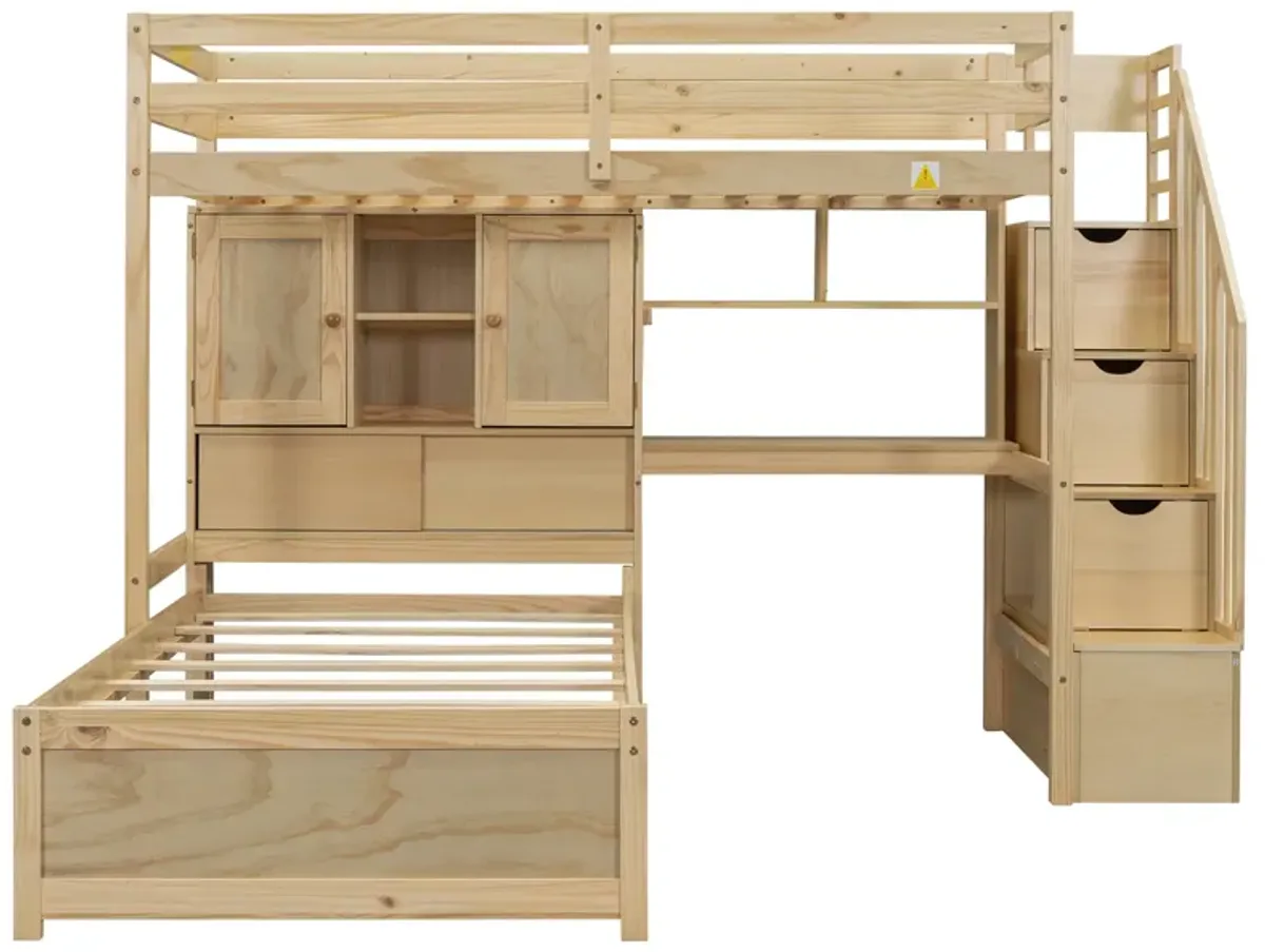 Merax Loft Bed with Built-in Desk and Staircase