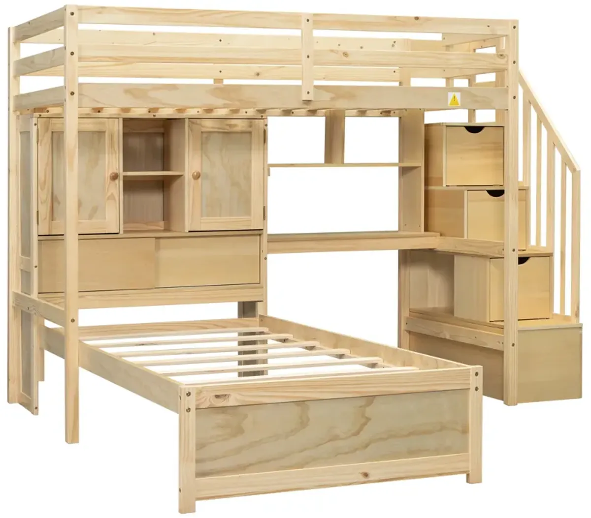 Merax Loft Bed with Built-in Desk and Staircase