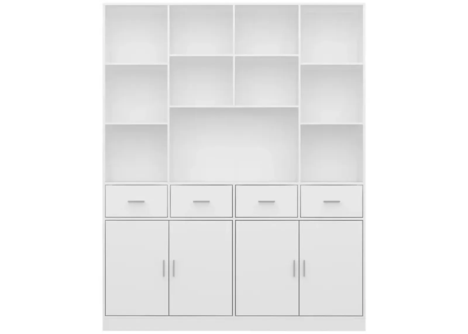 Modern Versatile Bookcase - 78.7" H X 63" W X 15.7" D - Stylish Multi-Compartment Storage With Drawers And Cabinets