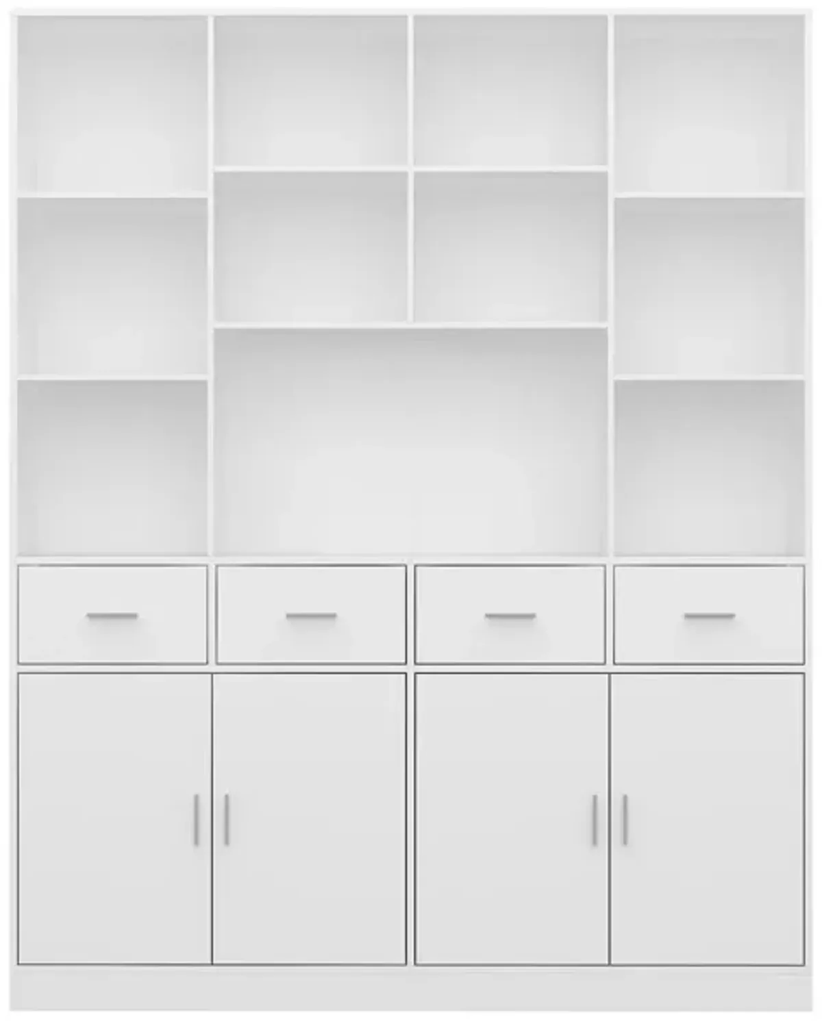 Modern Versatile Bookcase - 78.7" H X 63" W X 15.7" D - Stylish Multi-Compartment Storage With Drawers And Cabinets