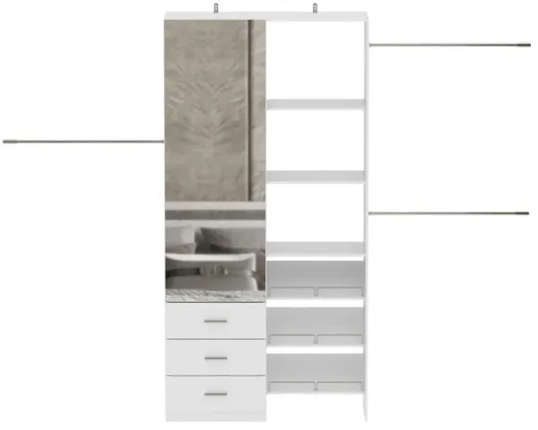 FUFU&GAGA White Hanging Wardrobe with Full-Length Mirror, Adjustable Hanging Rods & Shoe Rack, (39.4" W x 15.7" D x 78.7" H), White