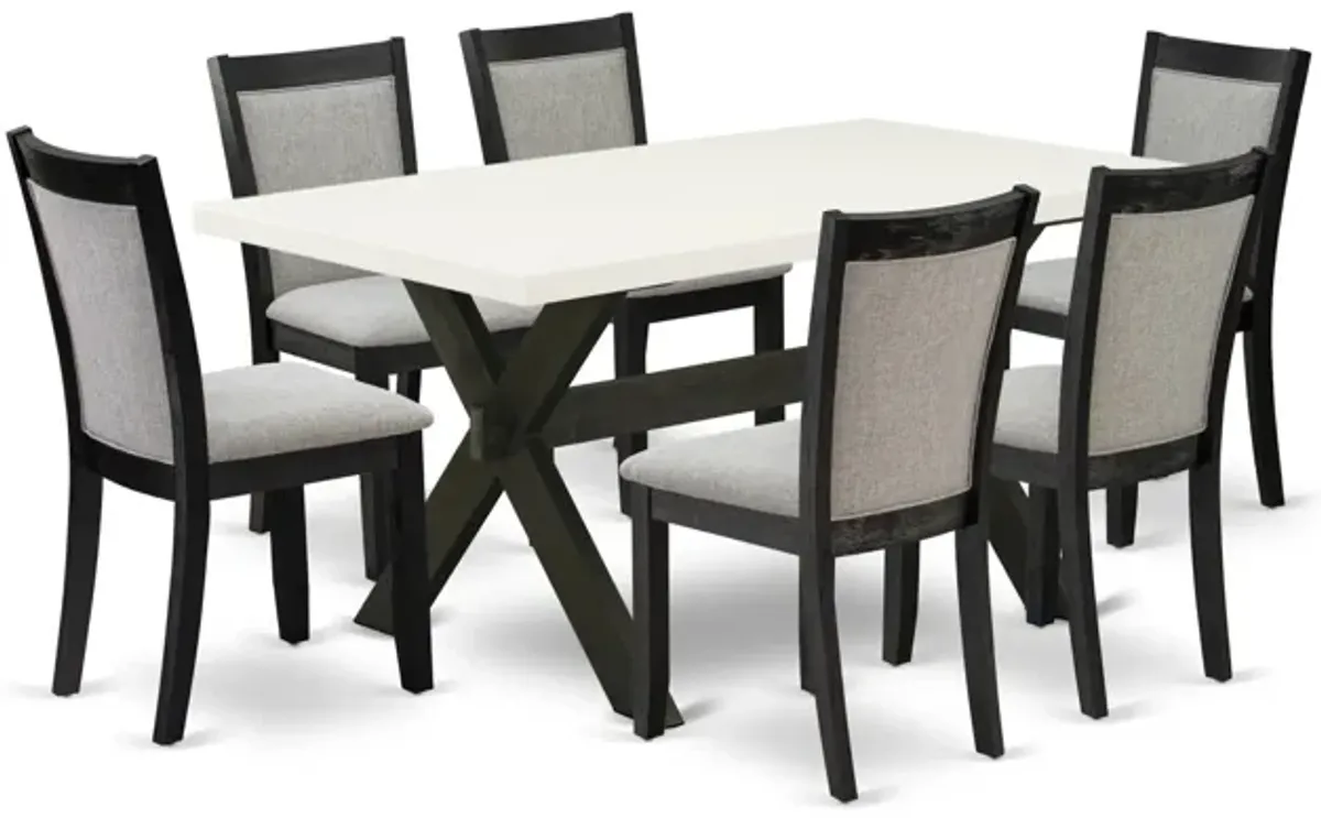 East West Furniture X626MZ606-7 7Pc Dining Set - Rectangular Table and 6 Parson Chairs - Multi-Color Color