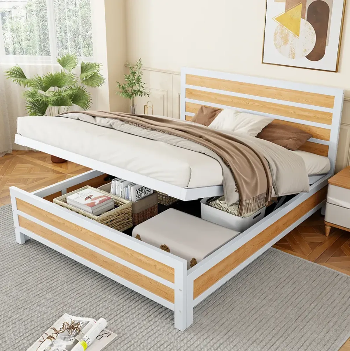 Merax Metal Platform Bed with Storage