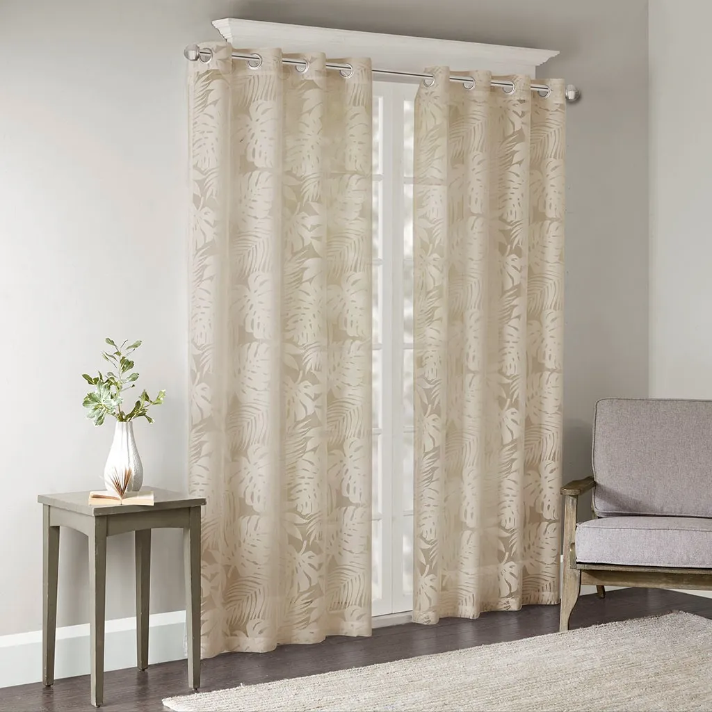 Gracie Mills Zephyr Costal Lightweight Burnout Sheer Window Curtain