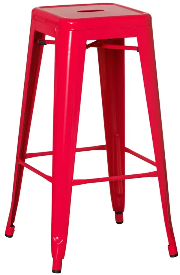 30-inch Backless Metal Bar Stool Stackable Heavy-Duty Counter-Height Chair for Home Bars Patios Kitchen Islands Cafes Restaurants Bistros and Dining Areas for Indoor & Outdoor Use, Red