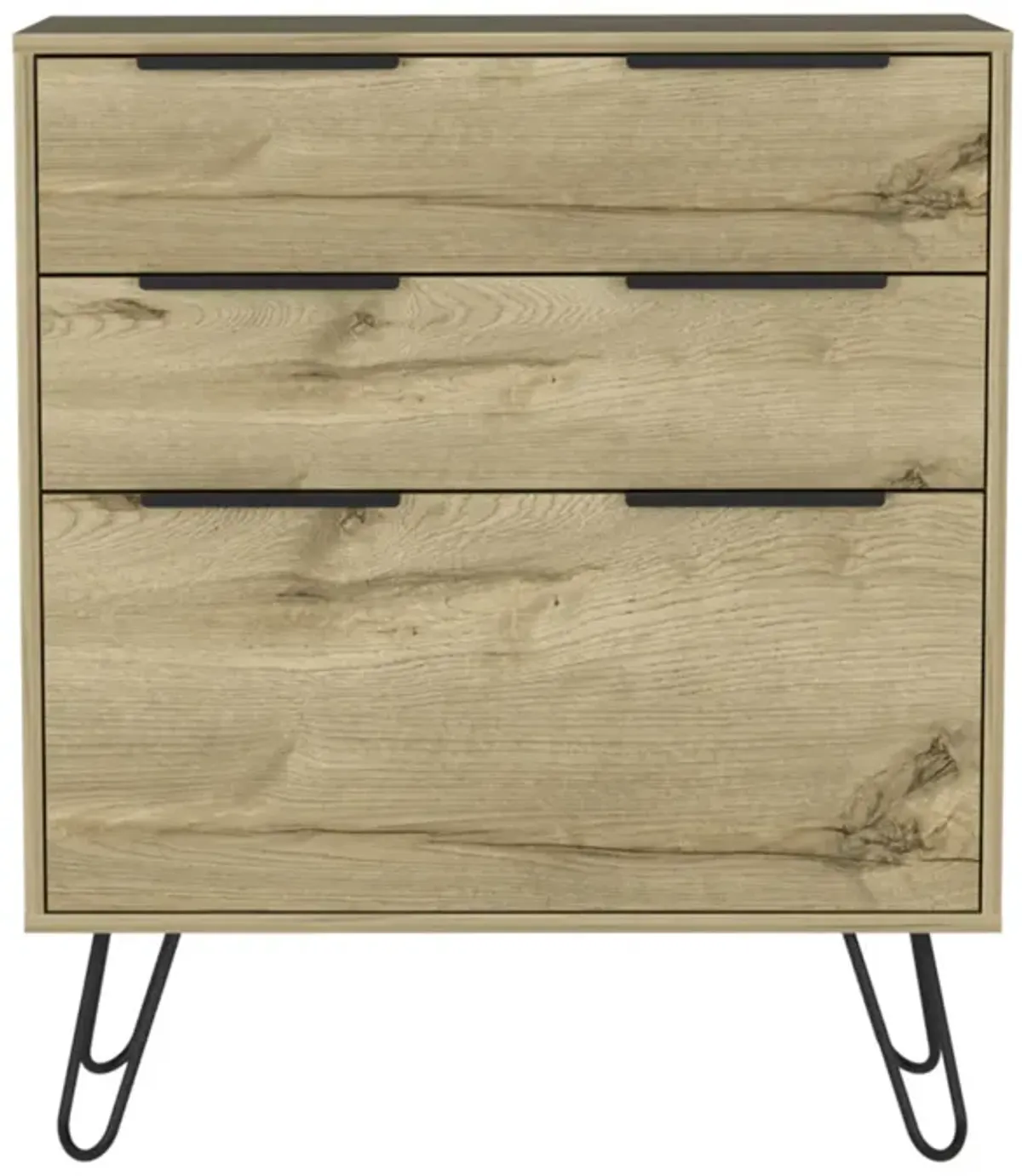 Augusta Dresser, Hairpin Legs, Three Drawers, Superior Top - Light Oak